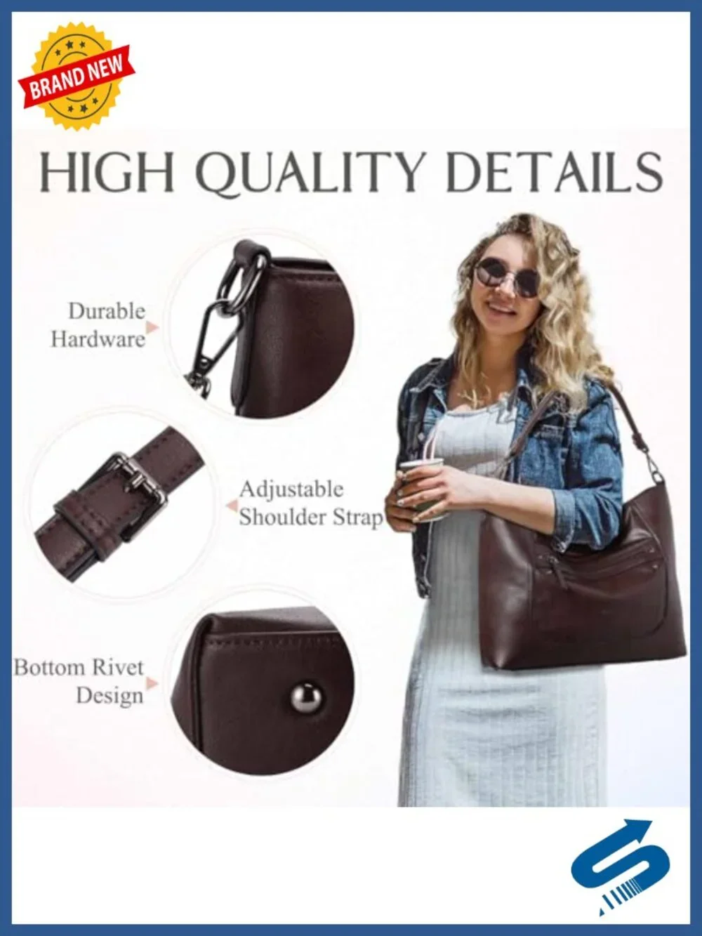 Vegan Leather Large Hobo Bag Tote with Convertible Crossbody Strap